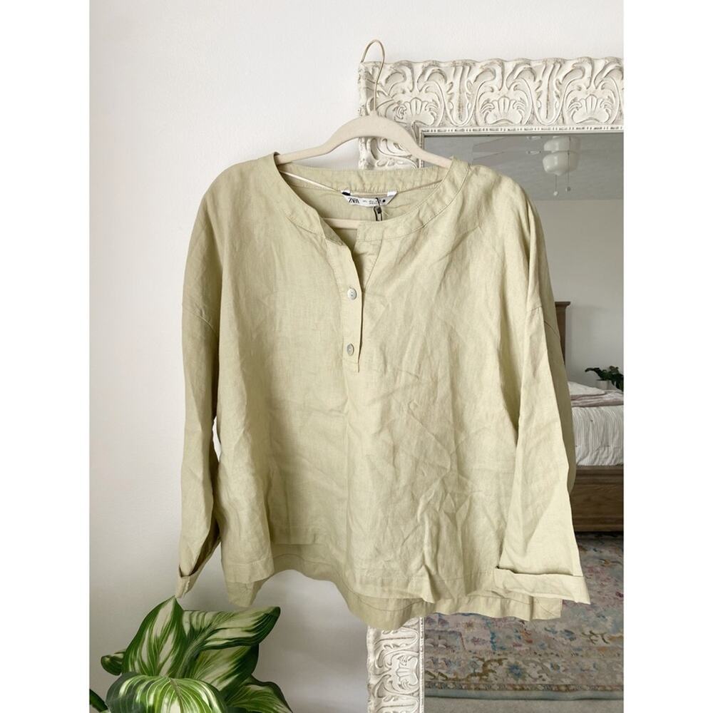 Zara Relaxed Fit 100% Linen Top - Picture 2 of 8